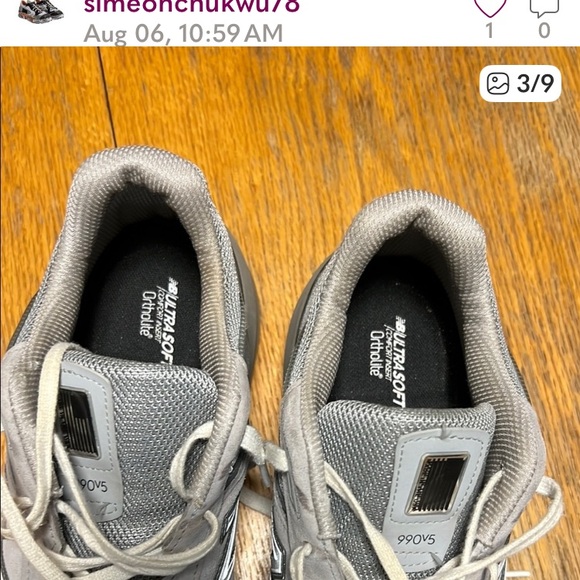 New Balance Men's Gray Running Shoes 990v5 - Picture 6 of 6